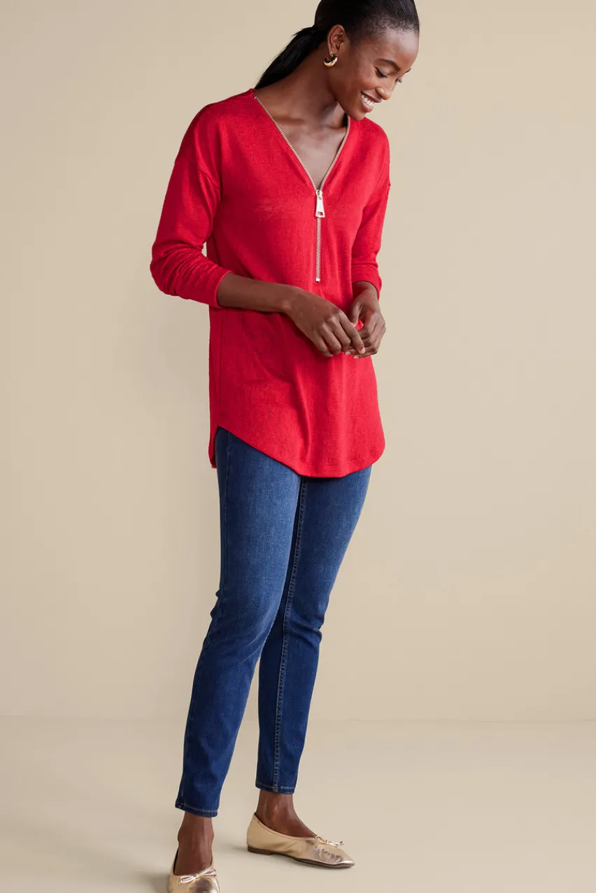 Soft Surroundings Valentina Zip Sweater- Tops|Sweaters & Cardigans