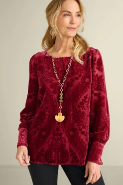 Soft Surroundings Vanetta Velvet Top- Tops