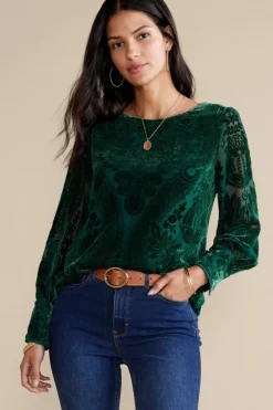 Soft Surroundings Vanetta Velvet Top- Tops
