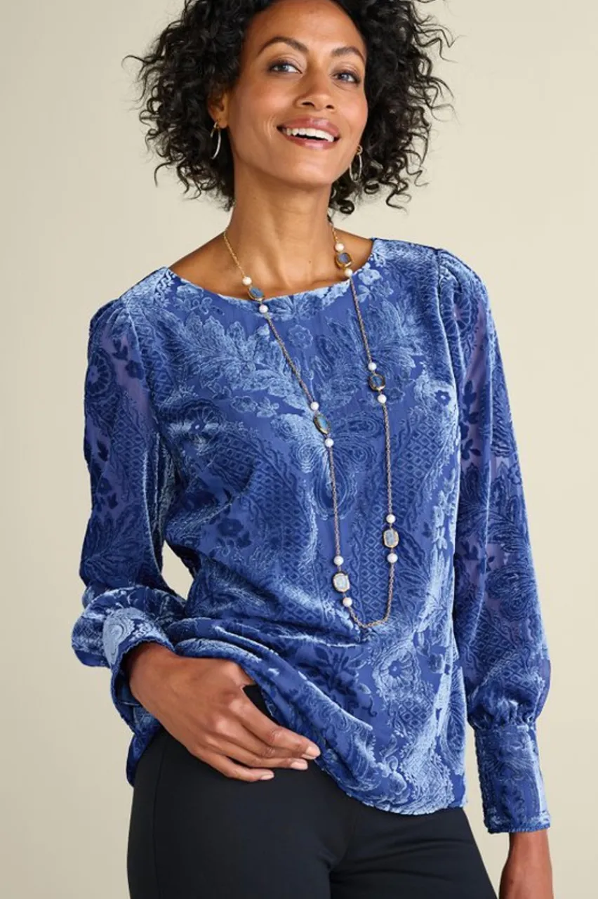 Soft Surroundings Vanetta Velvet Top- Tops