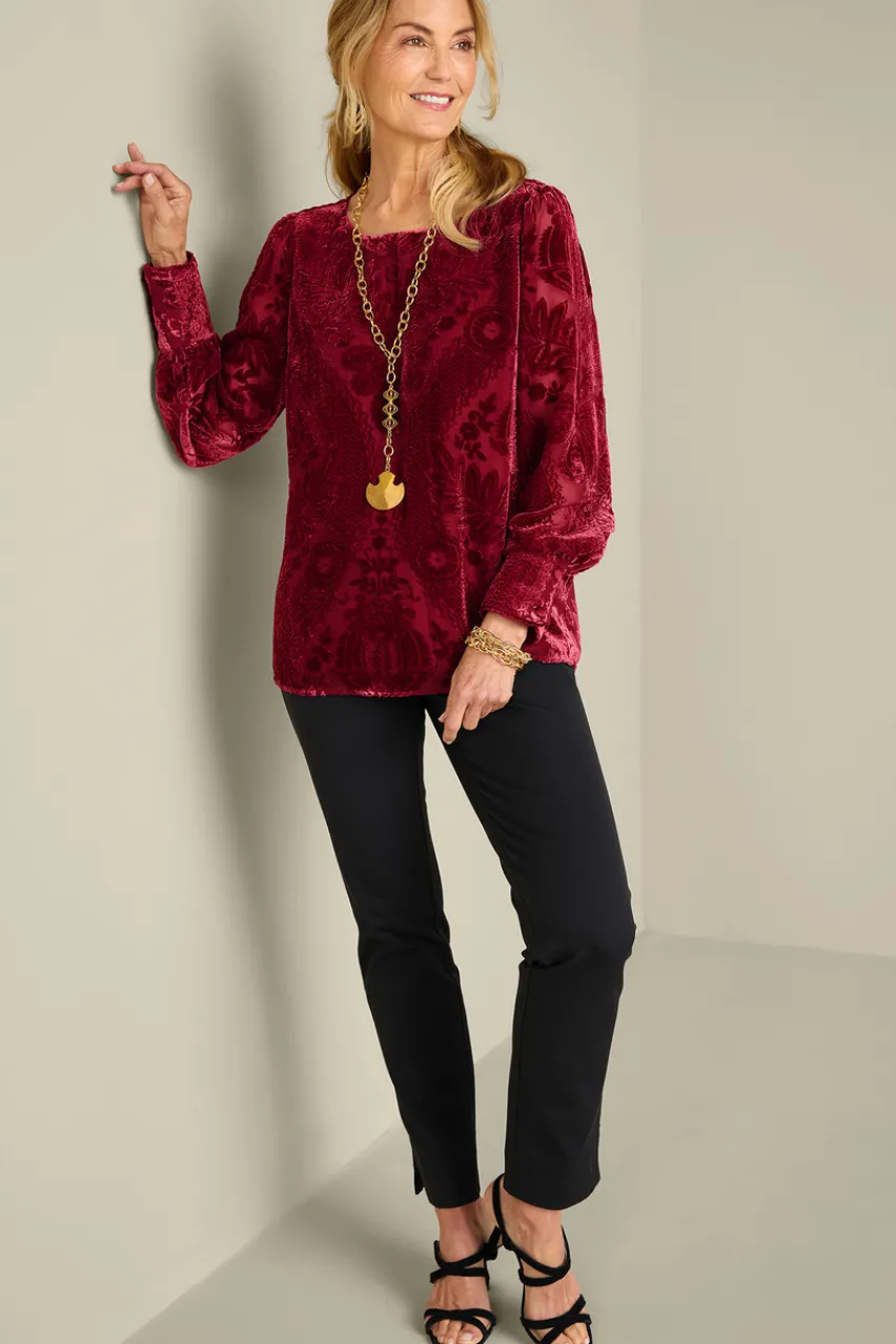 Soft Surroundings Vanetta Velvet Top- Tops