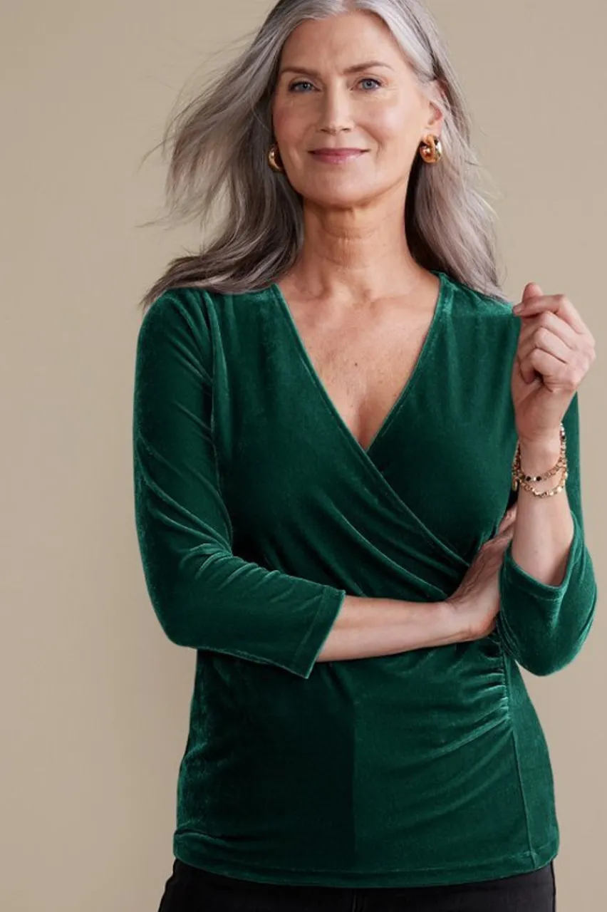 Soft Surroundings Velvet Alyssa Knit Top- Tops