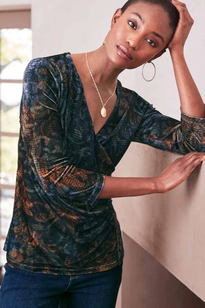 Soft Surroundings Velvet Alyssa Knit Top- Tops
