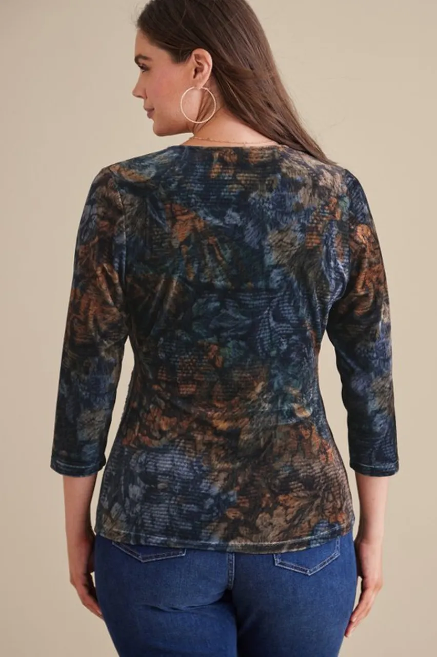 Soft Surroundings Velvet Alyssa Knit Top- Tops