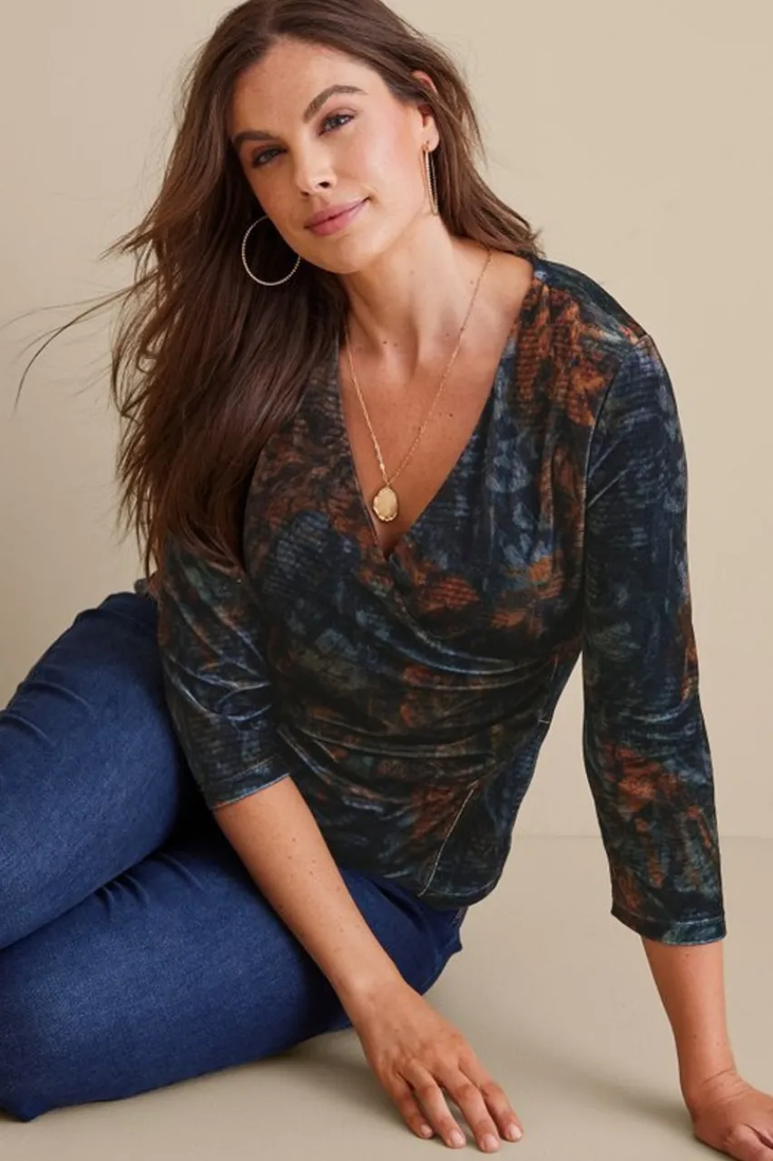Soft Surroundings Velvet Alyssa Knit Top- Tops