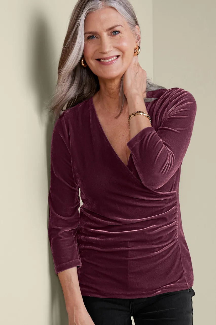 Soft Surroundings Velvet Alyssa Knit Top- Tops