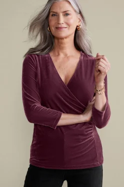 Soft Surroundings Velvet Alyssa Knit Top- Tops