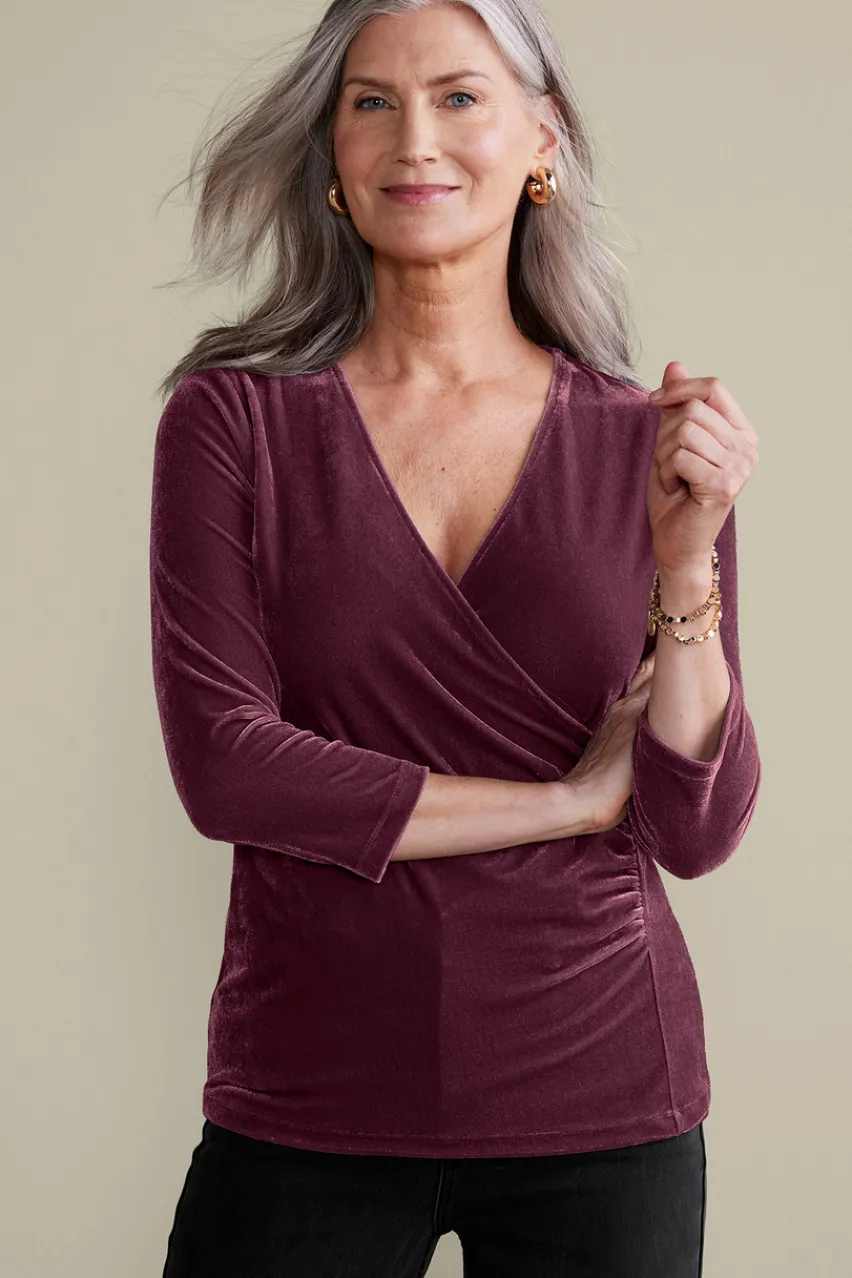 Soft Surroundings Velvet Alyssa Knit Top- Tops