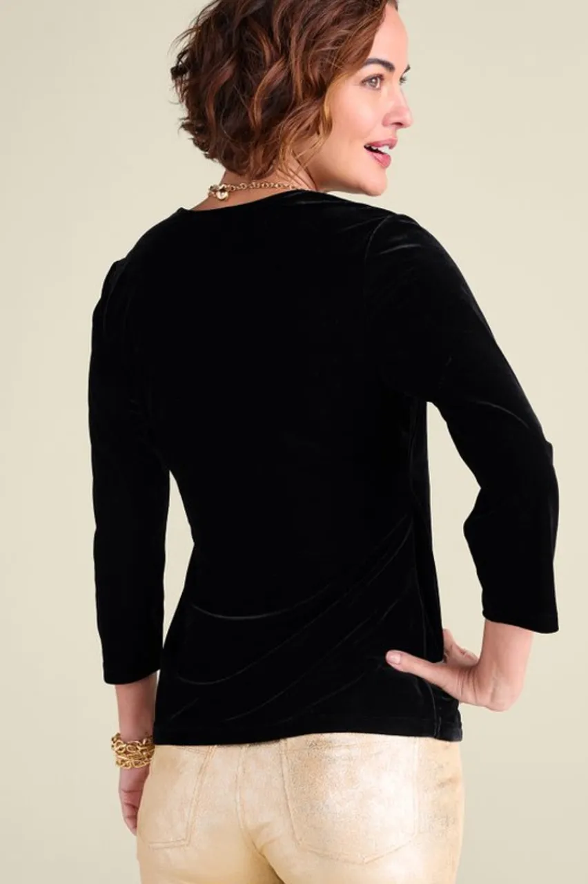 Soft Surroundings Velvet Alyssa Knit Top- Tops