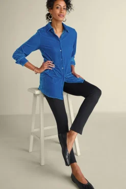 Soft Surroundings Velvet Boyfriend Tunic Shirt- Tops|Tunics & Leggings