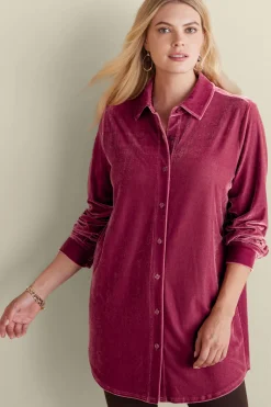 Soft Surroundings Velvet Boyfriend Tunic Shirt- Tops|Tunics & Leggings