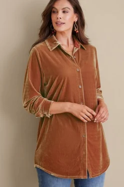 Soft Surroundings Velvet Boyfriend Tunic Shirt- Tops|Tunics & Leggings