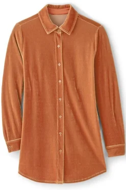 Soft Surroundings Velvet Boyfriend Tunic Shirt- Tops|Tunics & Leggings