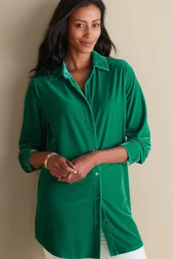 Soft Surroundings Velvet Boyfriend Tunic Shirt- Tops|Tunics & Leggings
