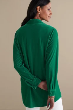 Soft Surroundings Velvet Boyfriend Tunic Shirt- Tops|Tunics & Leggings