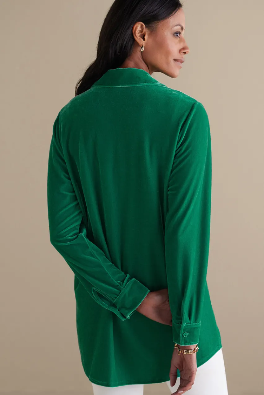 Soft Surroundings Velvet Boyfriend Tunic Shirt- Tops|Tunics & Leggings