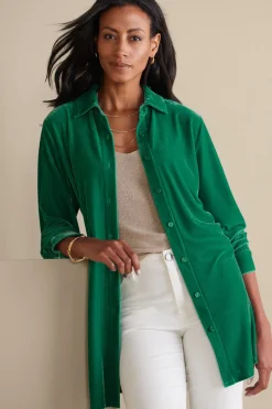 Soft Surroundings Velvet Boyfriend Tunic Shirt- Tops|Tunics & Leggings