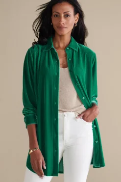 Soft Surroundings Velvet Boyfriend Tunic Shirt- Tops|Tunics & Leggings