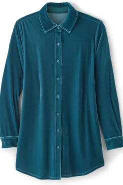 Soft Surroundings Velvet Boyfriend Tunic Shirt- Tops|Tunics & Leggings