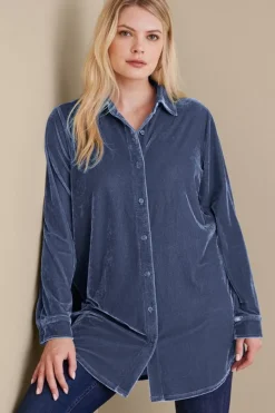 Soft Surroundings Velvet Boyfriend Tunic Shirt- Tops|Tunics & Leggings