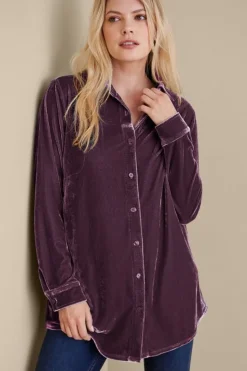 Soft Surroundings Velvet Boyfriend Tunic Shirt- Tops|Tunics & Leggings