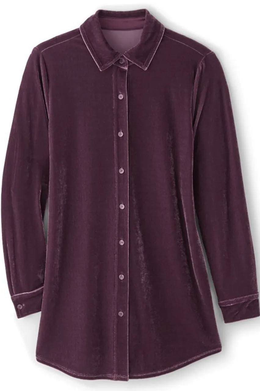 Soft Surroundings Velvet Boyfriend Tunic Shirt- Tops|Tunics & Leggings