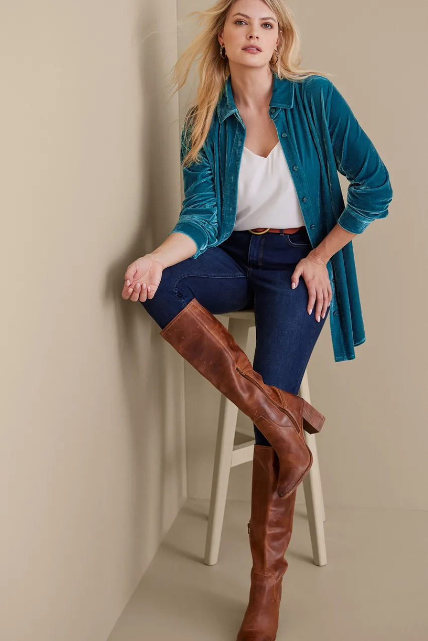 Soft Surroundings Velvet Boyfriend Tunic Shirt- Tops|Tunics & Leggings