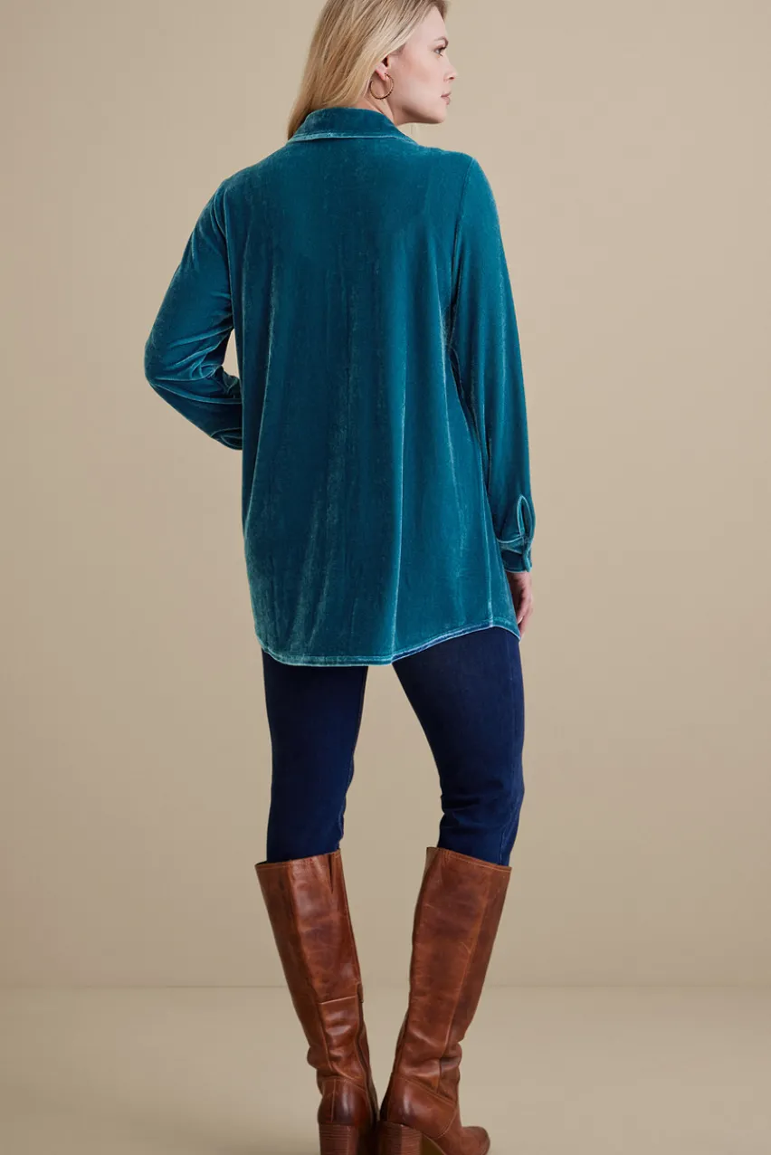 Soft Surroundings Velvet Boyfriend Tunic Shirt- Tops|Tunics & Leggings