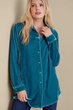Soft Surroundings Velvet Boyfriend Tunic Shirt- Tops|Tunics & Leggings