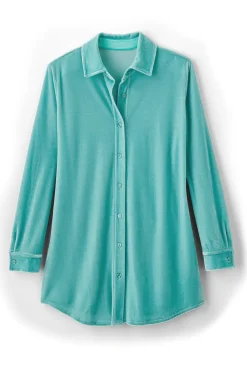 Soft Surroundings Velvet Boyfriend Tunic Shirt- Tops|Tunics & Leggings