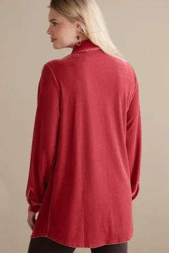 Soft Surroundings Velvet Boyfriend Tunic Shirt- Tops|Tunics & Leggings