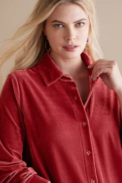 Soft Surroundings Velvet Boyfriend Tunic Shirt- Tops|Tunics & Leggings