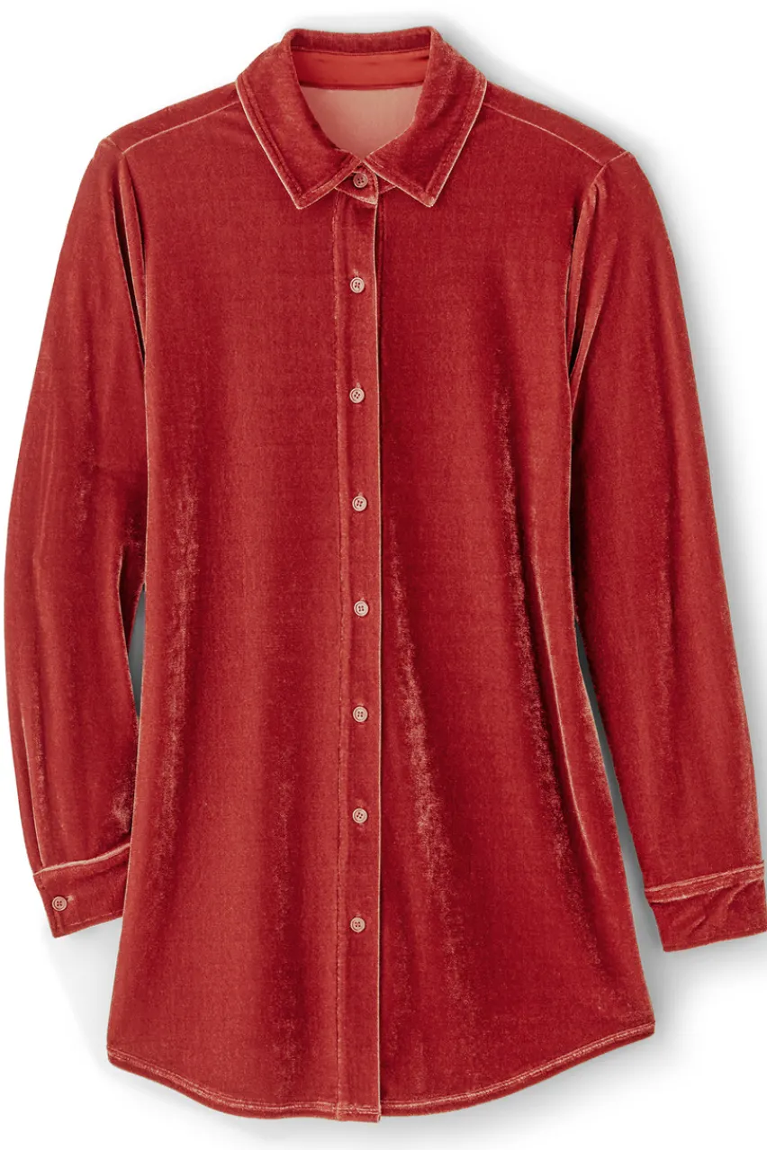 Soft Surroundings Velvet Boyfriend Tunic Shirt- Tops|Tunics & Leggings