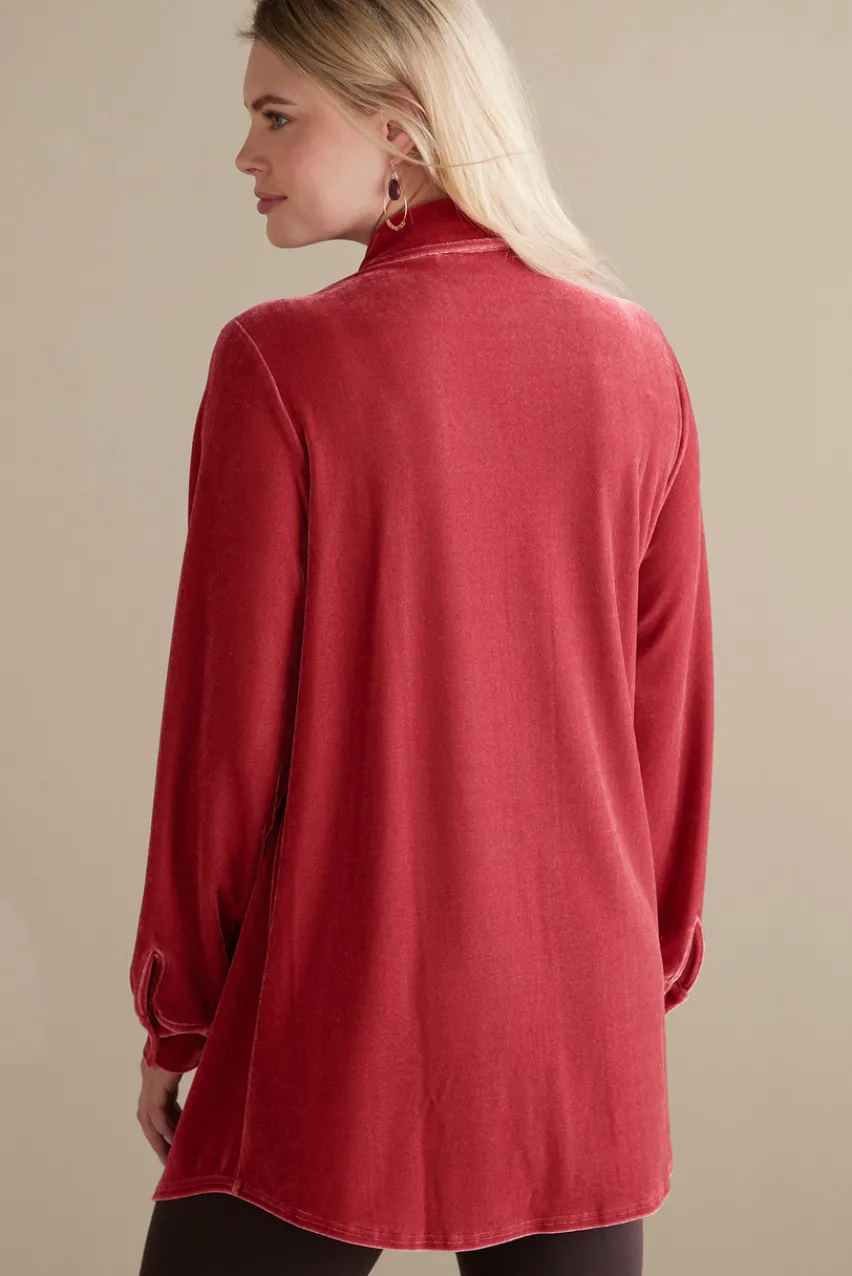 Soft Surroundings Velvet Boyfriend Tunic Shirt- Tops|Tunics & Leggings