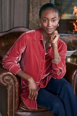 Soft Surroundings Velvet Boyfriend Tunic Shirt- Tops|Tunics & Leggings