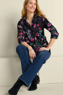 Soft Surroundings Velvet Boyfriend Tunic Shirt- Tops|Tunics & Leggings