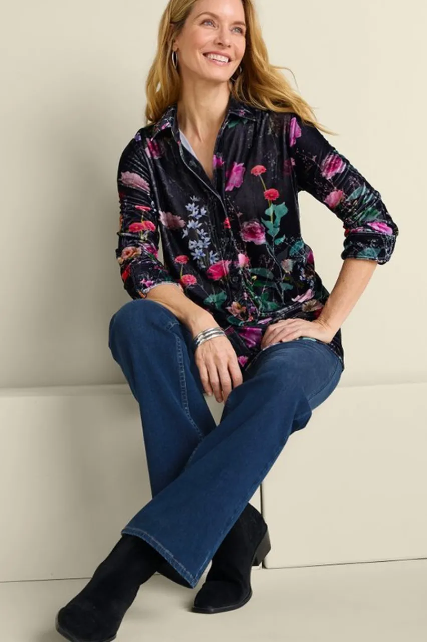 Soft Surroundings Velvet Boyfriend Tunic Shirt- Tops|Tunics & Leggings