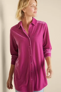 Soft Surroundings Velvet Boyfriend Tunic Shirt- Tops|Tunics & Leggings