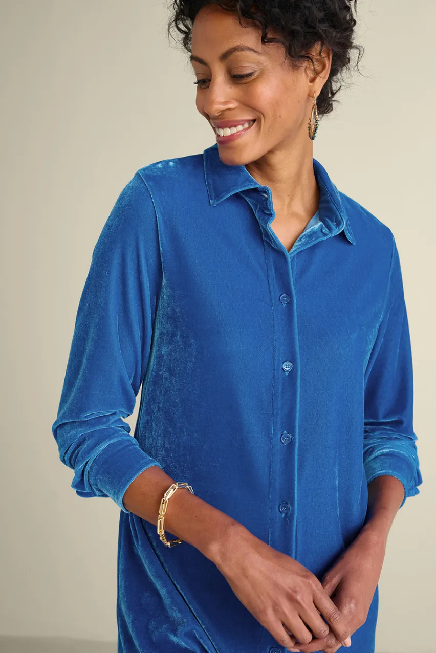 Soft Surroundings Velvet Boyfriend Tunic Shirt- Tops|Tunics & Leggings