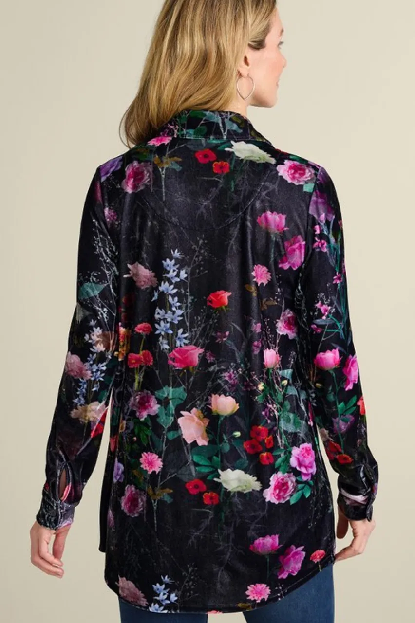 Soft Surroundings Velvet Boyfriend Tunic Shirt- Tops|Tunics & Leggings