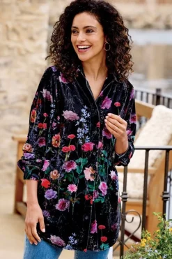 Soft Surroundings Velvet Boyfriend Tunic Shirt- Tops|Tunics & Leggings