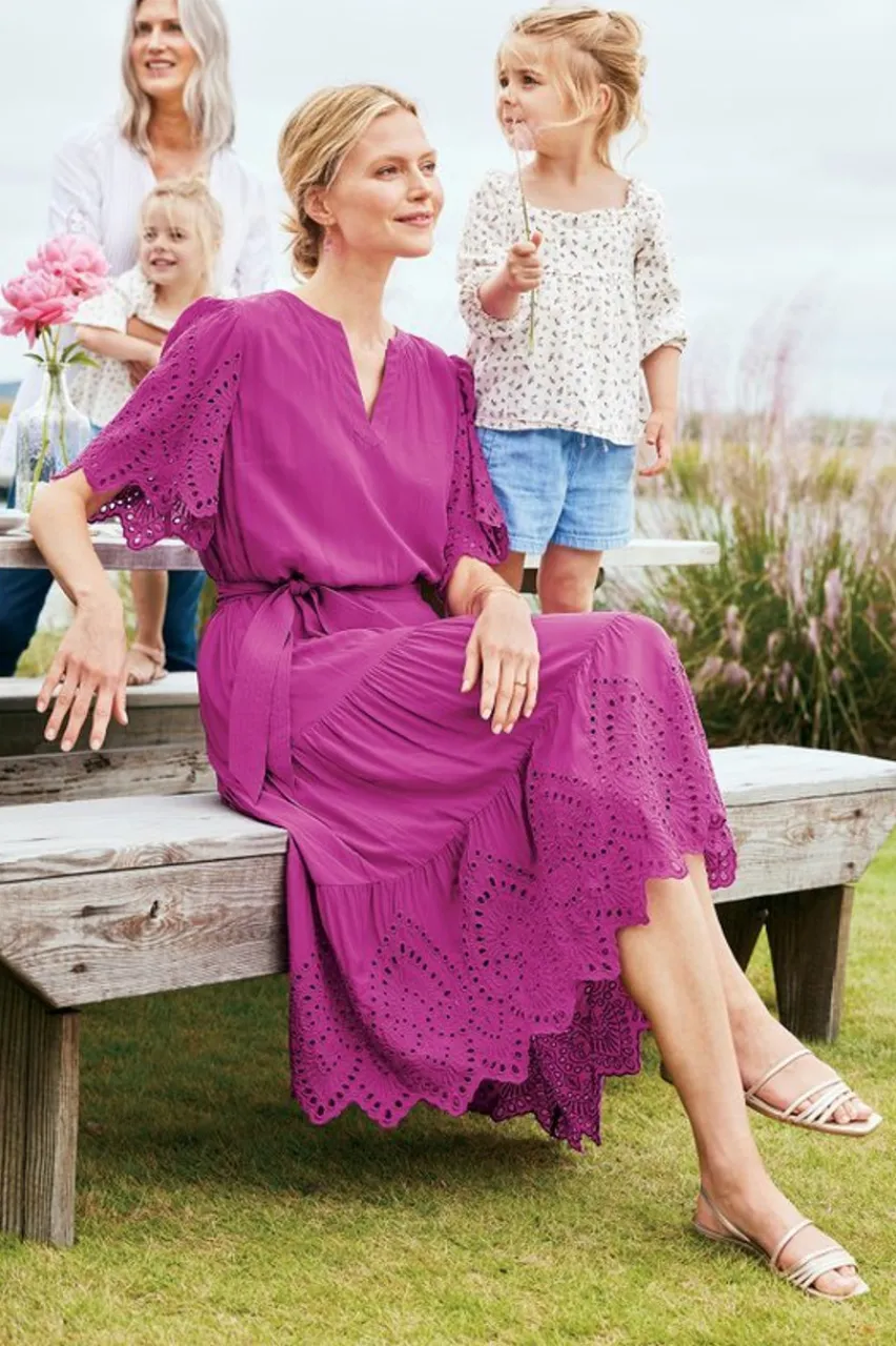 Soft Surroundings Verena Eyelet Midi Dress- Dresses