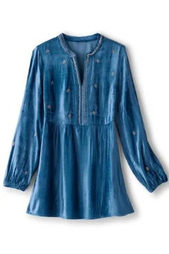 Soft Surroundings Verna Embellished Velvet Tunic- Tops