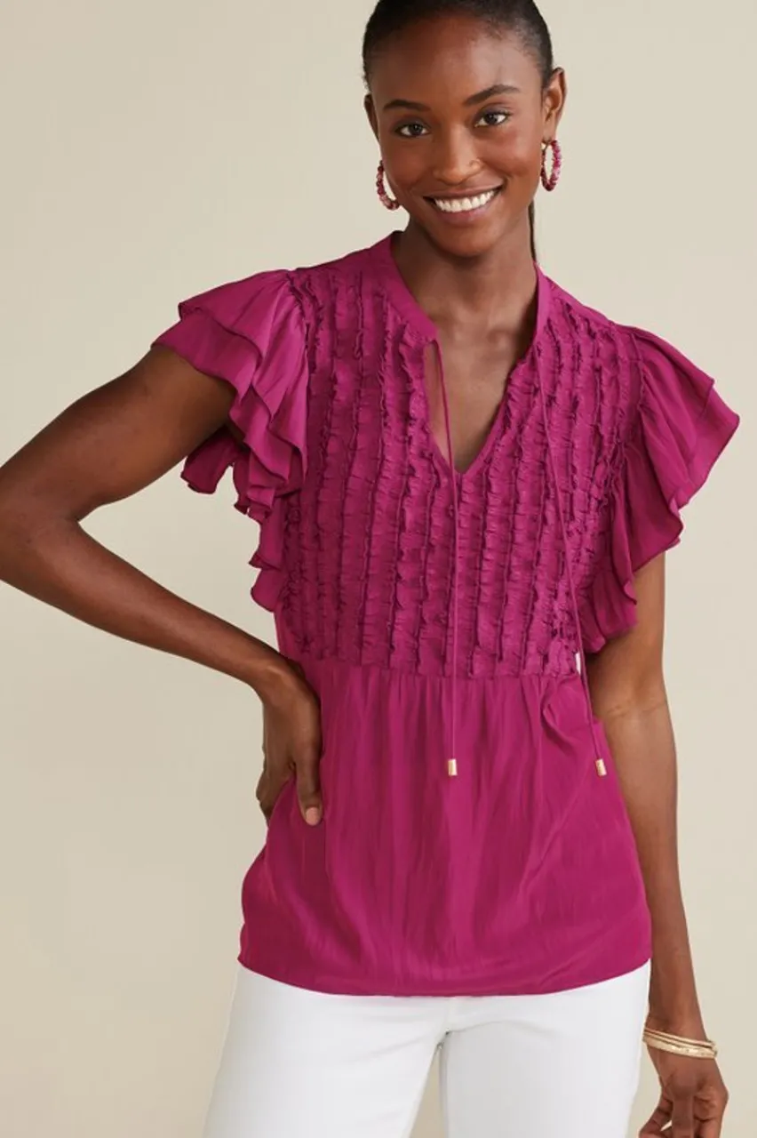 Soft Surroundings Victoria Ruffle Tunic- Tops