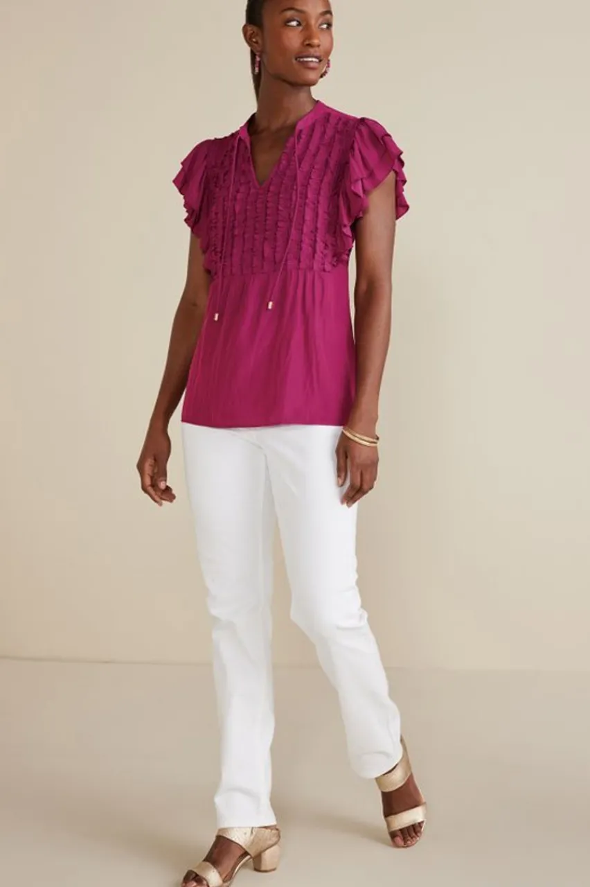 Soft Surroundings Victoria Ruffle Tunic- Tops