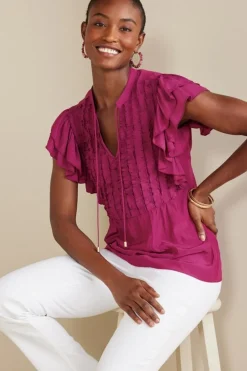 Soft Surroundings Victoria Ruffle Tunic- Tops