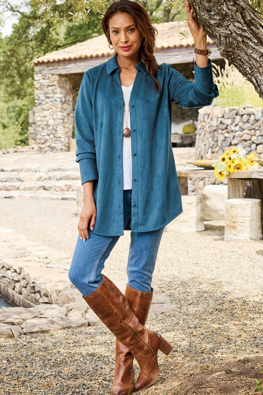 Soft Surroundings Vida Faux Suede Tunic- Tops
