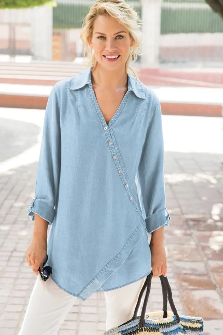 Soft Surroundings Washed Tencel™ Tunic- Tops|Tunics & Leggings